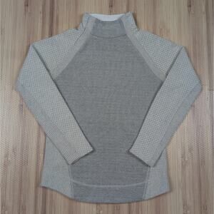 prAna Brandie Pullover Wool Blend Snap Mock Collar Sweater Gray Women's M